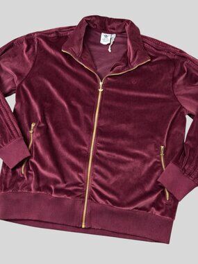 Adidas Originals Firebird Track Jacket Mens XL Burgundy Velour Full Zip